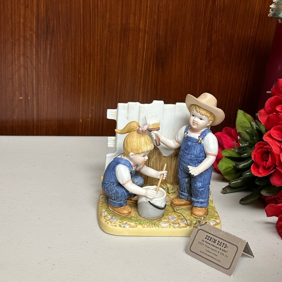 Home Interiors Vintage Porcelain Whitewashing the Fence Denim Days figurine - Picture 12 of 12